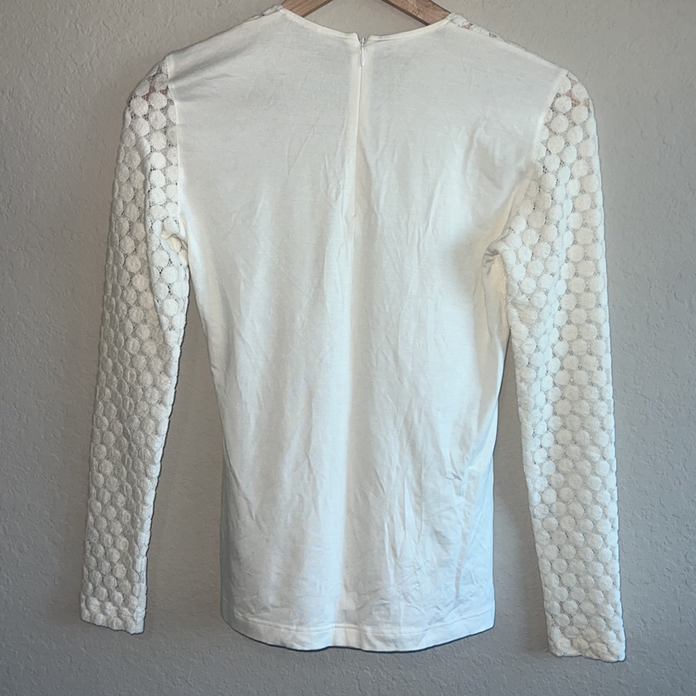 AKRIS PUNTO Cream Stretch Cotton Dot Top Size 4 - Picture 5 of 6